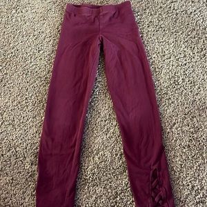 Soft Burgundy Leggings with Braided Detail size 8